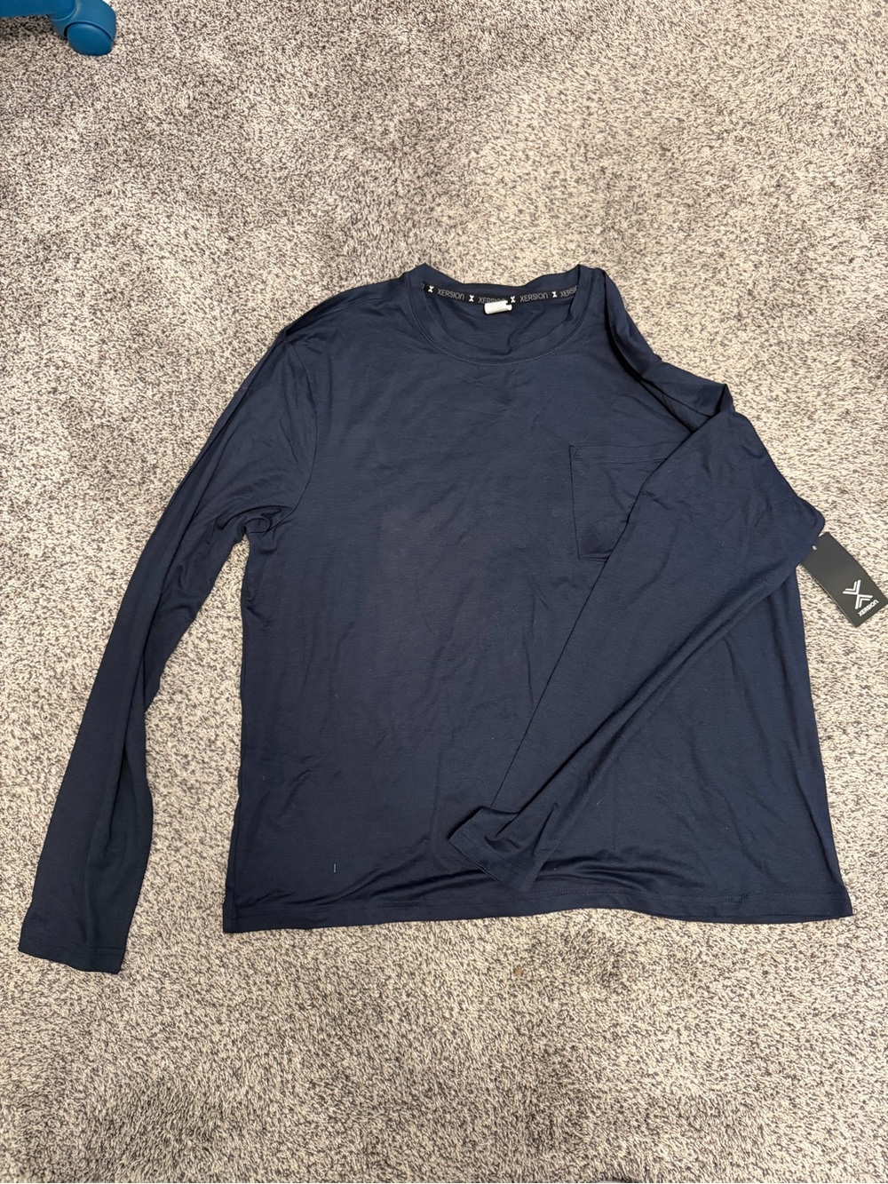 Xersion Men's Long Sleeve Signature Navy Blue Workout T-shirt Size Larger